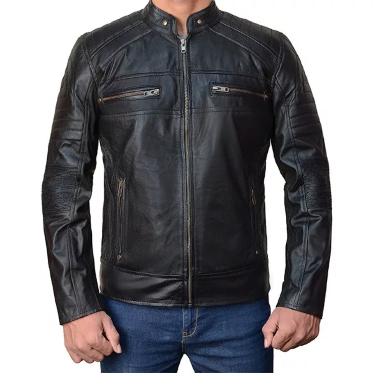 Cafe Racer Lambskin Leather Jacket - Image 2