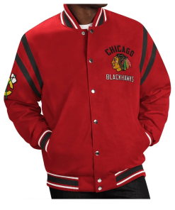 Red Chicago Blackhawks Tailback Varsity Jacket