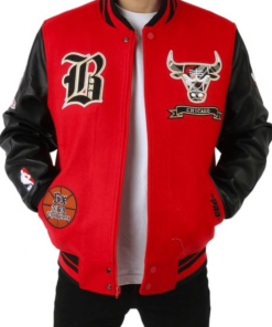 Chicago Bulls Red And Black Varsity Jacket