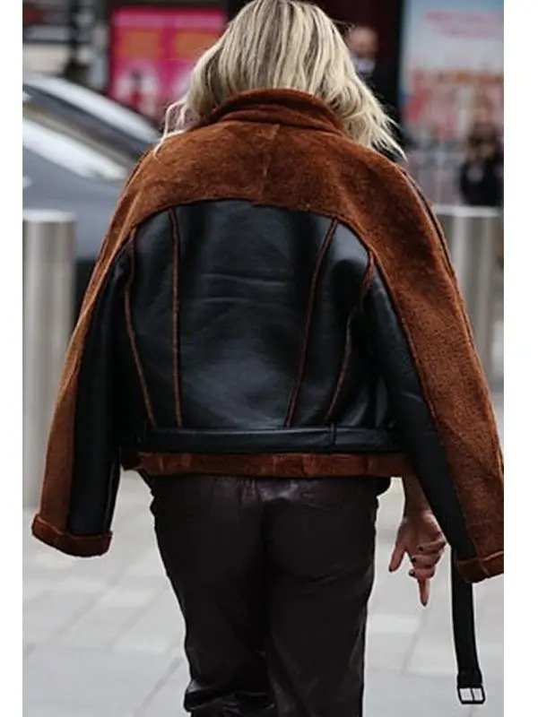 Ashley Roberts Christmas Shearling Aviator Jacket - Image 2