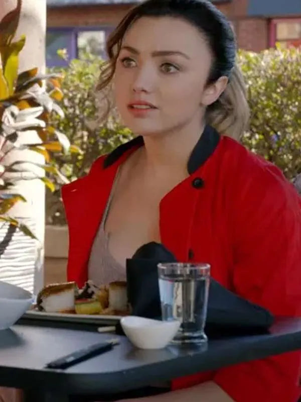 Peyton List Cobra Kai S05 Cotton Red Jacket - Image 2