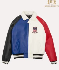 Colour Block Avirex USA Leather Jacket