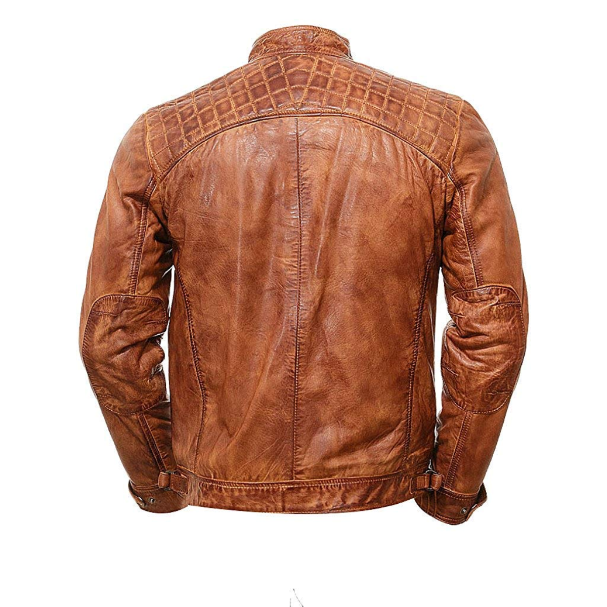 Dark Brown Quilted Motorcycle Jacket - Image 2