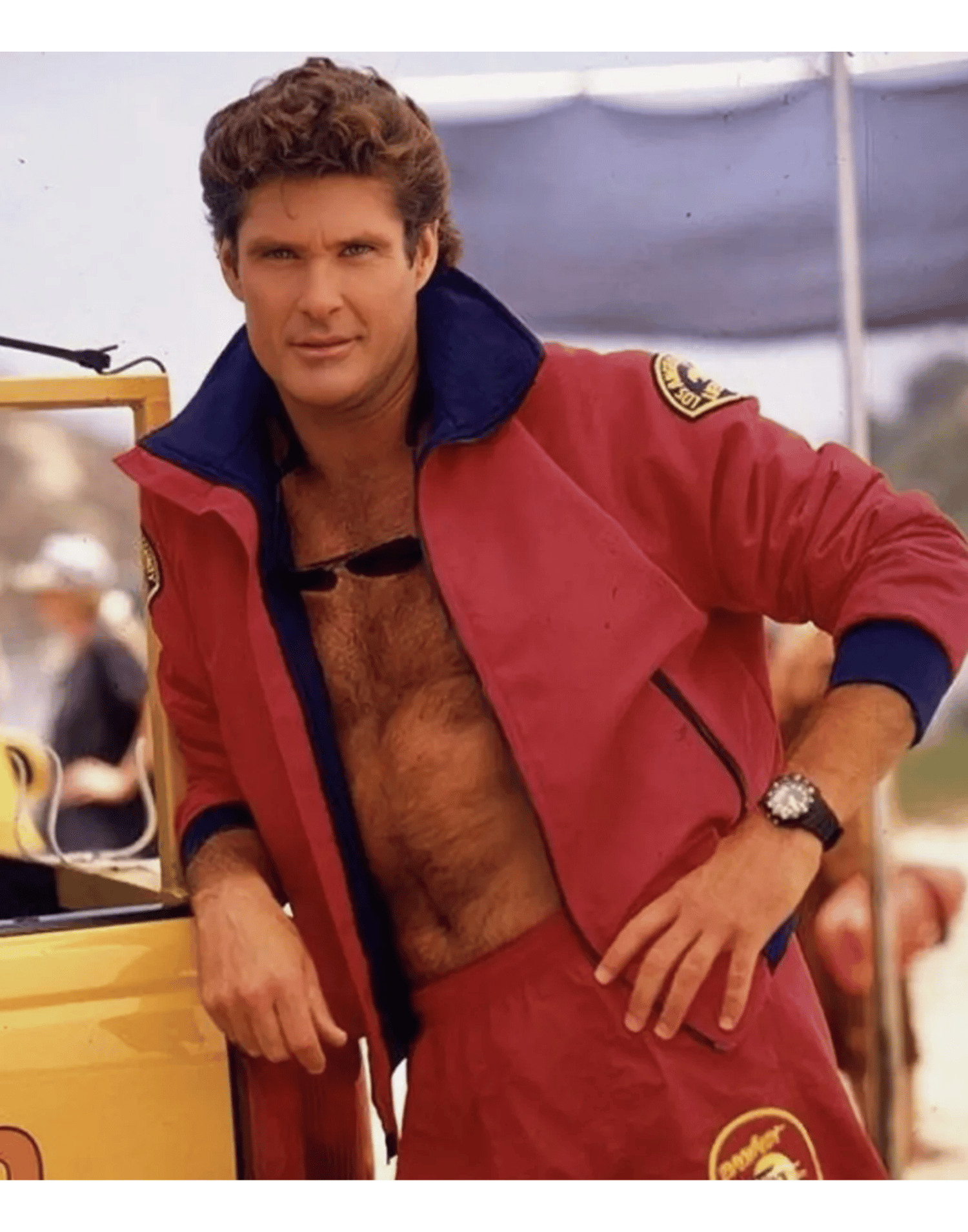 David Hasselhoff Baywatch Red Bomber Jacket - Image 7
