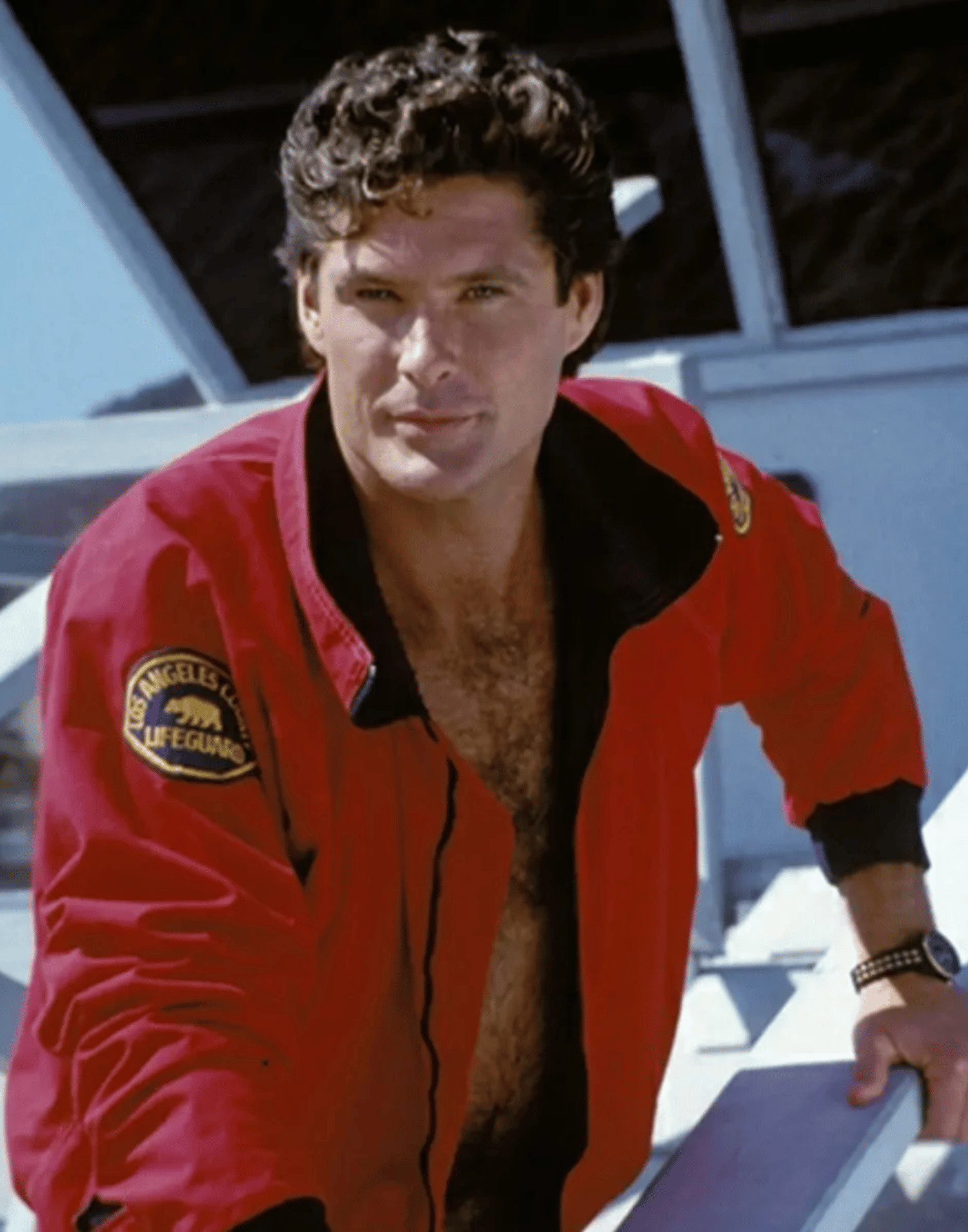 David Hasselhoff Baywatch Red Bomber Jacket - Image 5