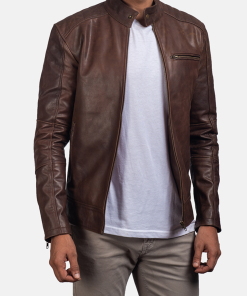 Dean Brown Leather Biker Jacket