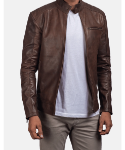 Dean Brown Leather Biker Jacket