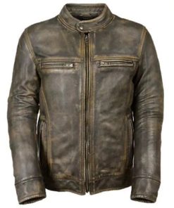 Vintage Distressed Brown Motorcycle Biker Genuine Real Leather Jacket