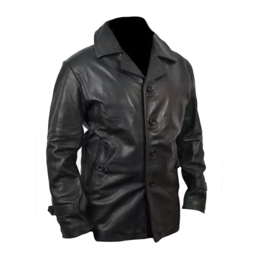 Dr Who Single Breast Black Faux Leather Jacket - Image 2