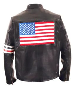 Captain America Easy Rider Genuine Leather Jacket USA Flag