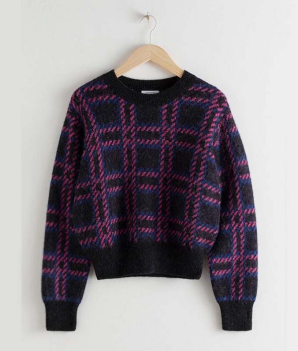 Emily in Paris Lily Collins Checked Wool Sweater