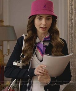 Emily in Paris Lily Collins Contrasting Trim Cardigan