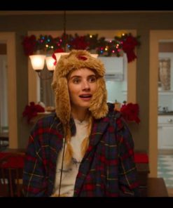 Emma Roberts Holidate Sloane Checkered Plaid Coat