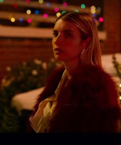 Emma Roberts Holidate Sloane Red Fur Coat
