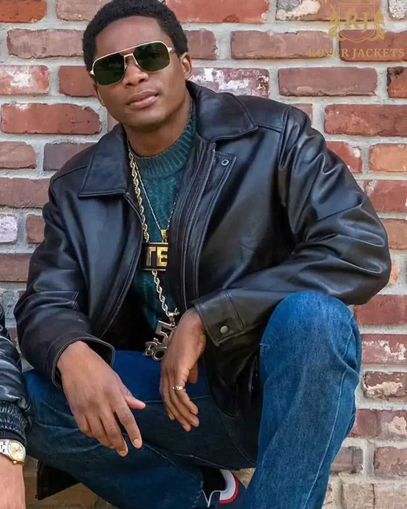 Black Mafia Family Terry Leather Jacket - Image 2