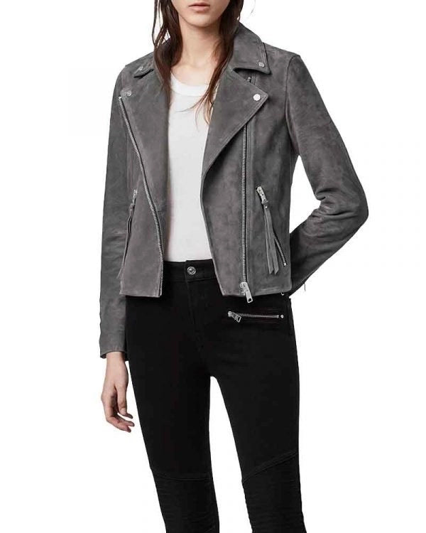 Fate The Winx Saga Bloom Suede Gray Leather Jacket