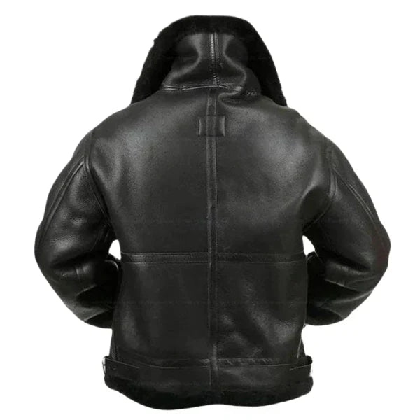 Men's Airforce Flight Faux Shearling Leather Jacket - Image 2