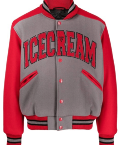 ICECREAM College Varsity Jacket Red and Gray