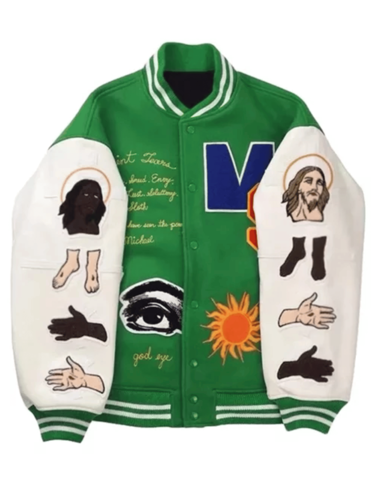 Choose Your Savior Varsity Jacket Green - Image 3