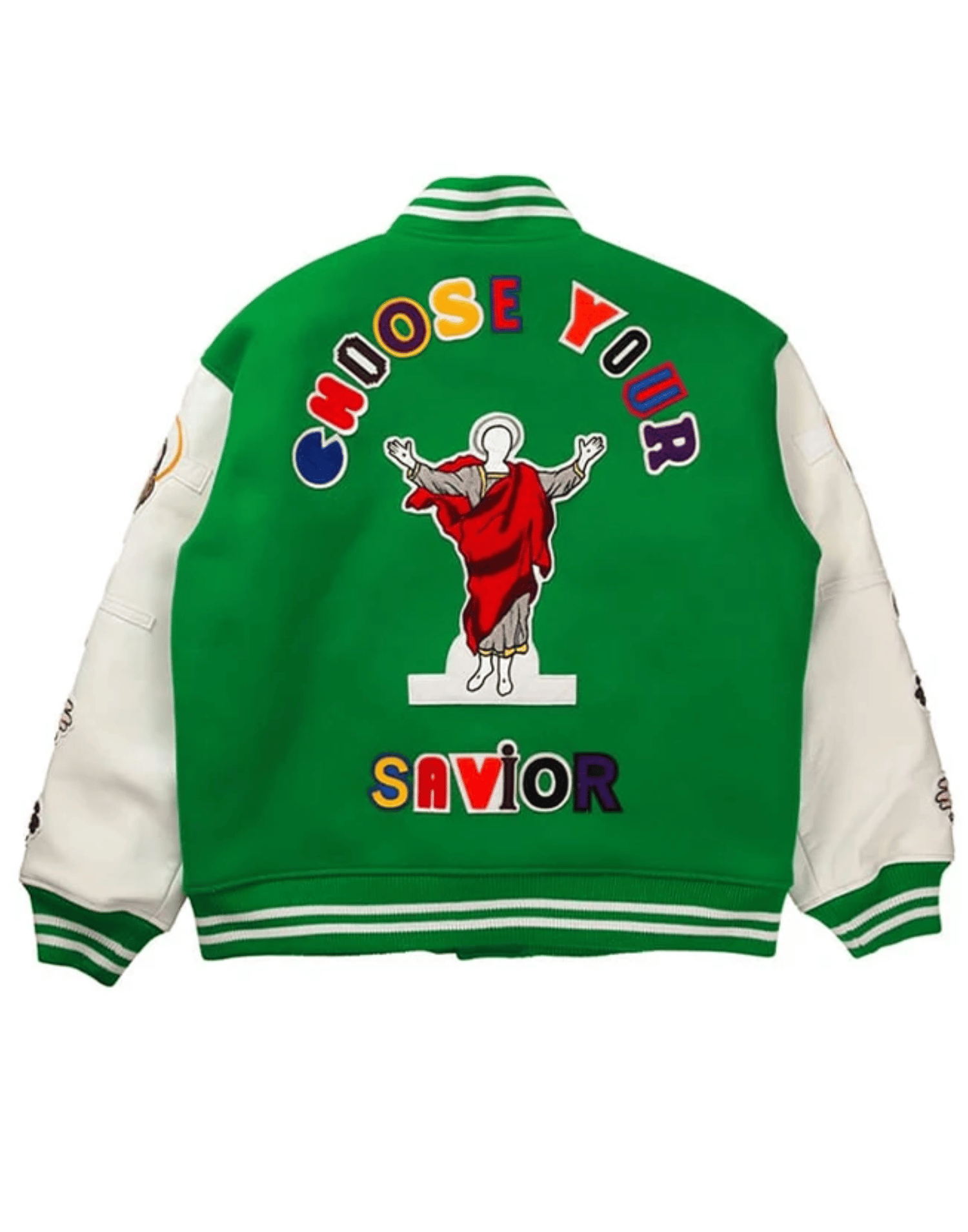 Choose Your Savior Varsity Jacket Green - Image 2
