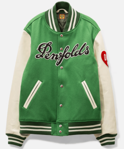 Penfolds Human Made Varsity Jacket Green And White