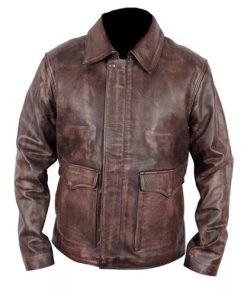 Indiana Jones Harrison Ford Indy Distressed Brown Leather Jacket