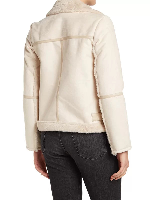 Ivory Fur Shearling Leather Jacket - Image 2
