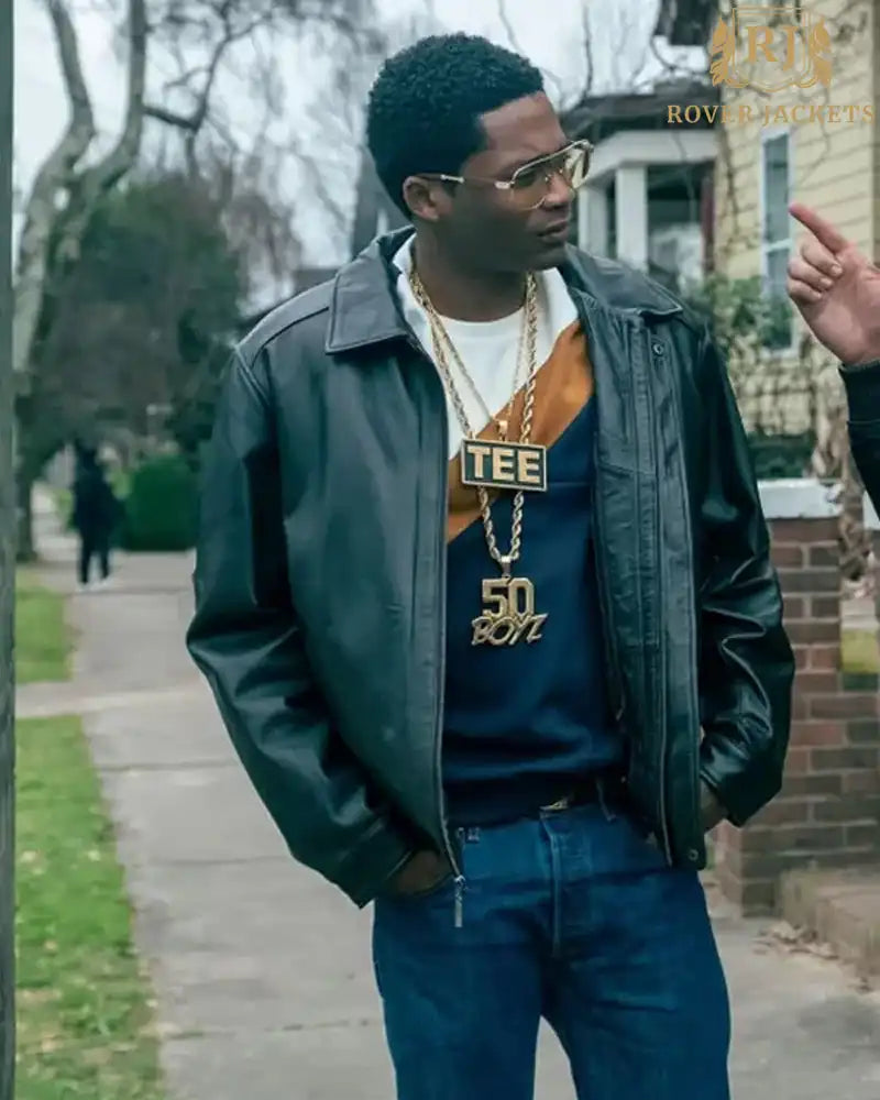 Black Mafia Family Terry Leather Jacket - Image 3