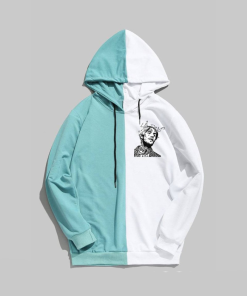 Lil Peep Graphic Half Colored Blue Wool Hoodie
