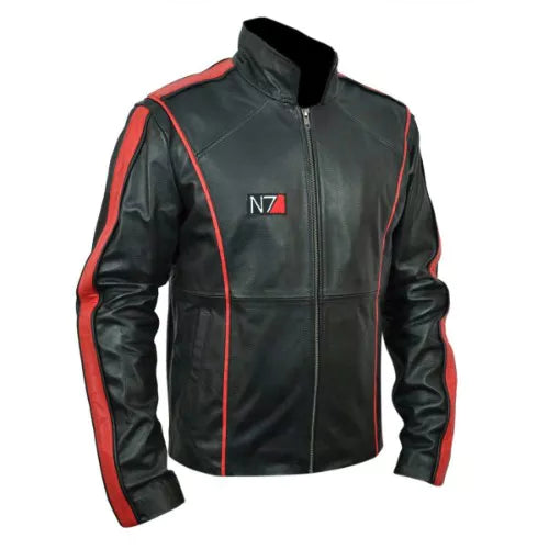 Mass Effect 3 Black Biker Faux Leather Jacket - Image 2