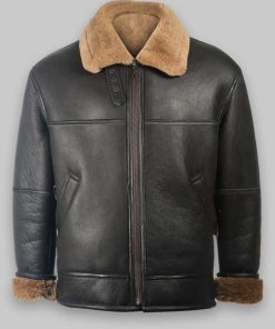 Men Black Shearling Jacket