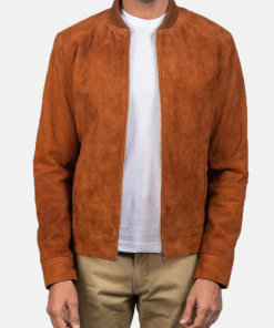 Men Blain Brown Suede Bomber Jacket