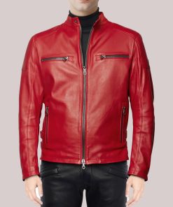 Men Red Leather Jacket