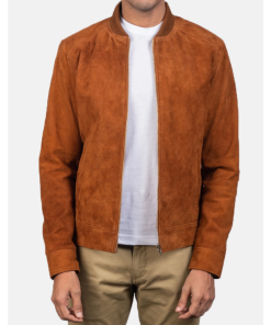 Men Blain Brown Suede Bomber Jacket