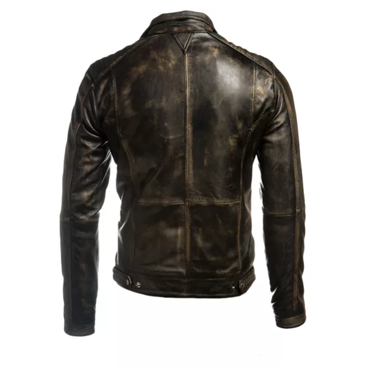 Men’s Vintage Biker Retro Motorcycle Distressed Leather Jacket - Image 2