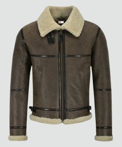 Mens Air Force Shearling Brown Leather Jacket