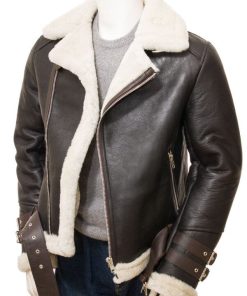 Men’s Brown Shearling Biker Jacket
