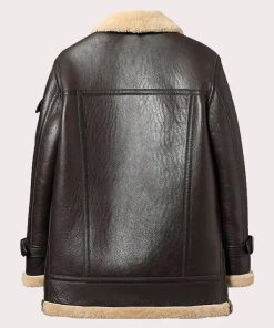 Mens Brown Sheepskin Shearling Long Jacket