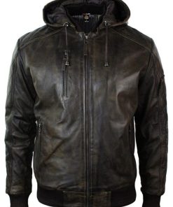 Men’s Dark Brown Distressed Leather Jacket