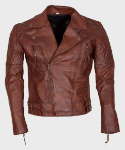 Mens Distressed Brown Motorcycle Jacket