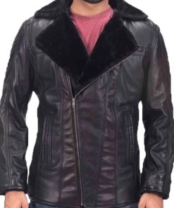 Mens Furcliff Double Face Leather Shearling Coat