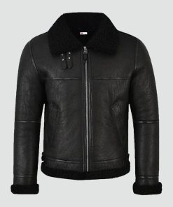 Mens Jet Black Shearling Jacket