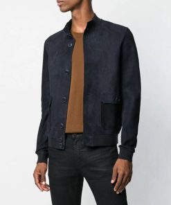 Mens Navy-Blue Slimfit Jacket