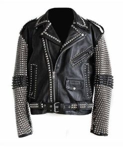 Mens Studded Punk Black Leather Jacket