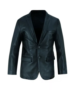 Mens Black Luxurious Leather Blazer