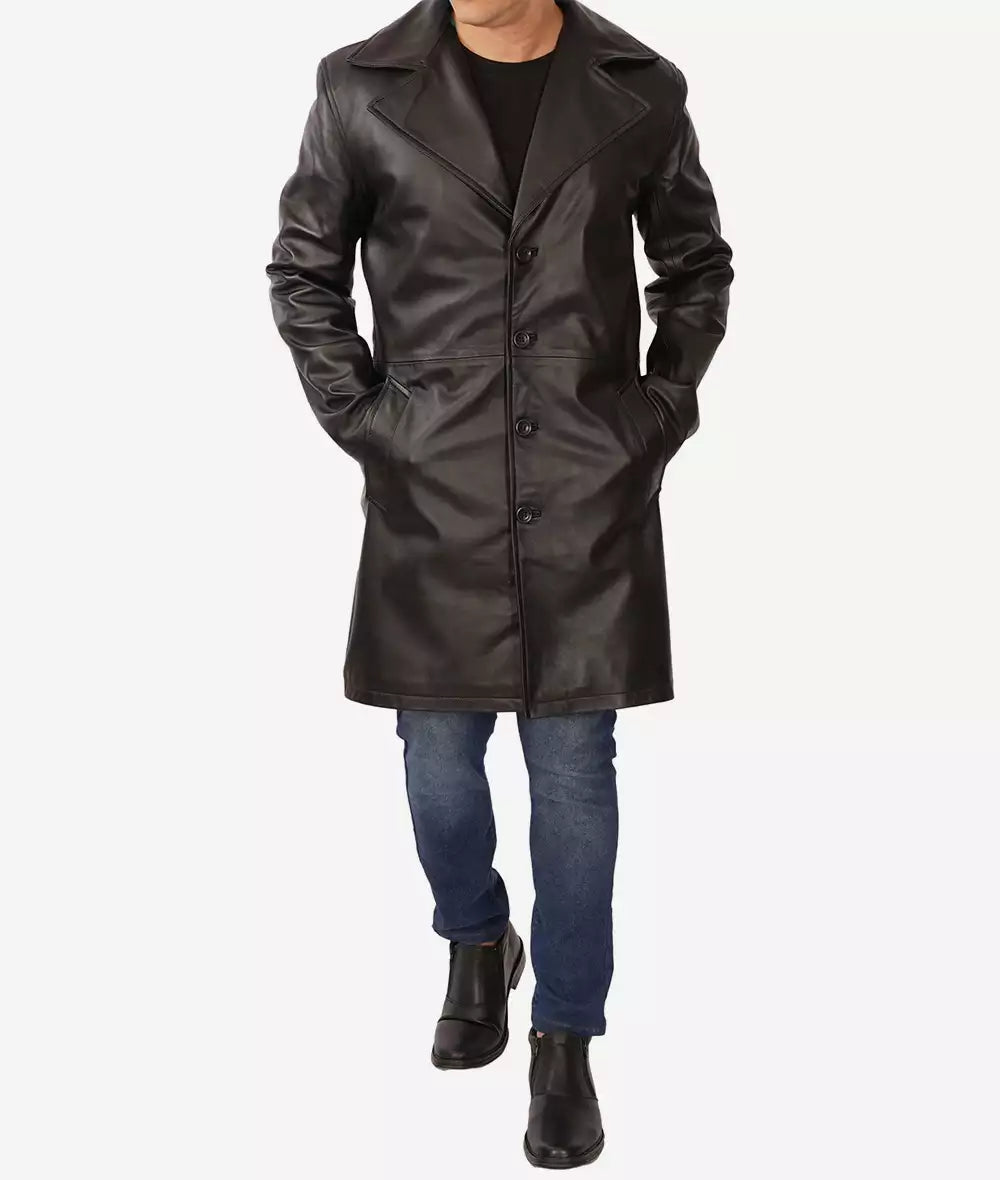 Men's Premium Lambskin Real Leather Black Coat - Image 2