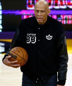 NBA Kareem Abdul-Jabbar Captain 33 Letterman Leather Jacket by TJS