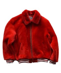 Red Fur Varsity Jacket