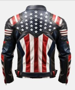 American Flag Leather Biker Jacket