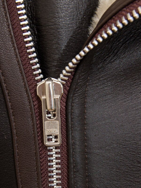 Men’s Brown Shearling Biker Jacket - Image 6